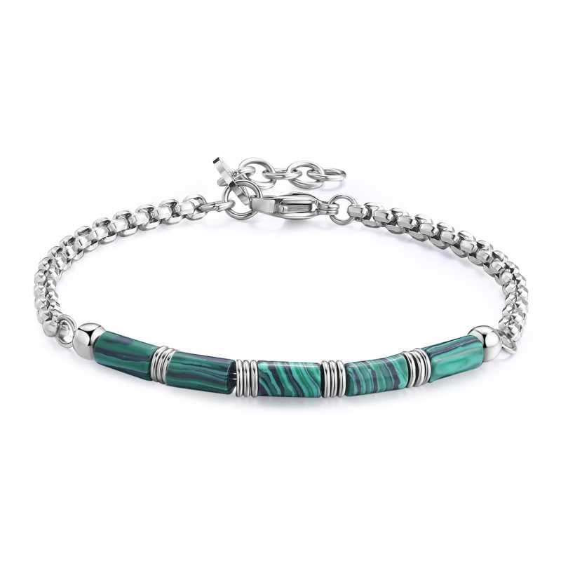 Originální ocelový náramek s malachitem Riot SRT28 S Agapo Originální ocelový náramek s malachitem Riot SRT28 S Agapo