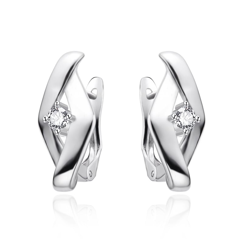 Moderní stříbrné náušnice se zirkonem AGT-E253FW Agato