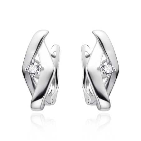 Moderní stříbrné náušnice se zirkonem AGT-E253FW Agato
