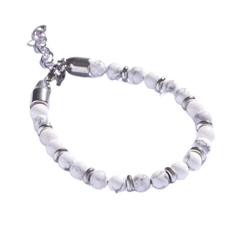 Pánský korálkový náramek s howlitem MCGB5006 Marc Malone Pánský korálkový náramek s howlitem MCGB5006 Marc Malone