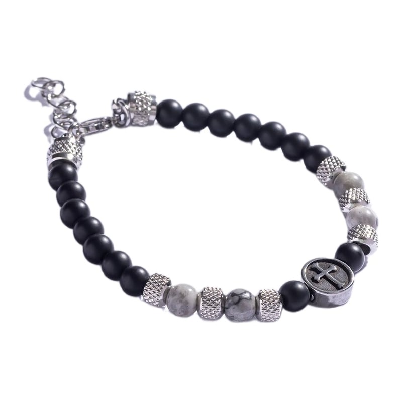 Korálkový náramek s šedým jaspisem MCGB5019 Marc Malone Korálkový náramek s šedým jaspisem MCGB5019 Marc Malone