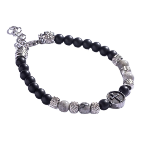 Korálkový náramek s šedým jaspisem MCGB5019 Marc Malone