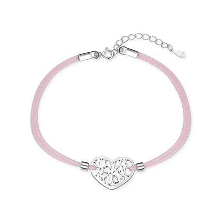 Romantický růžový textilní náramek Srdce B0000981 Moiss
