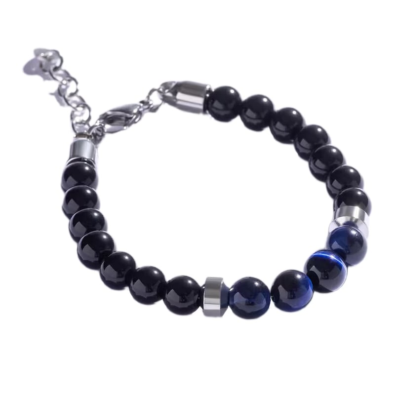 Stylový korálkový náramek s modrým tygřím okem MCGB5022 Marc Malone Stylový korálkový náramek s modrým tygřím okem MCGB5022 Marc Malone