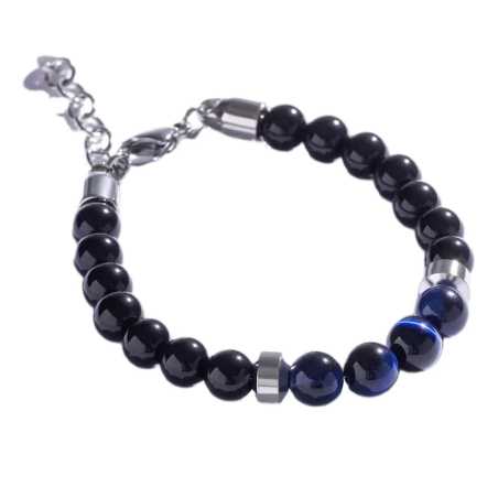 Stylový korálkový náramek s modrým tygřím okem MCGB5022 Marc Malone