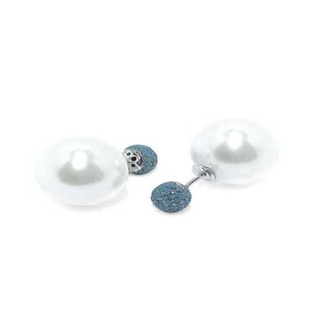 Úchvatné stříbrné náušnice s Shell perlami a zirkony E0003549 Moiss