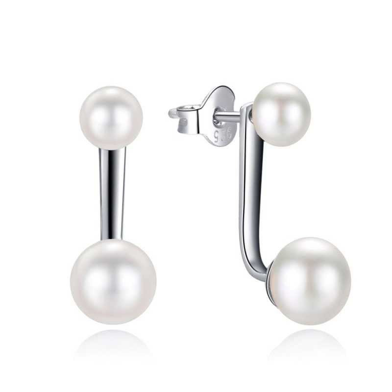 Elegantní stříbrné náušnice s bílou perlou 2v1 E0004866 Moiss
