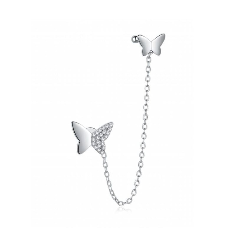 Dvojité stříbrné náušnice s motýlkem E0004280 Moiss