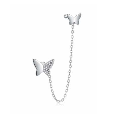 Dvojité stříbrné náušnice s motýlkem E0004280 Moiss