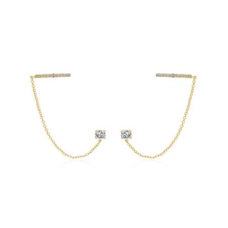 Dvojité pozlacené náušnice s řetízky E0004294 Moiss