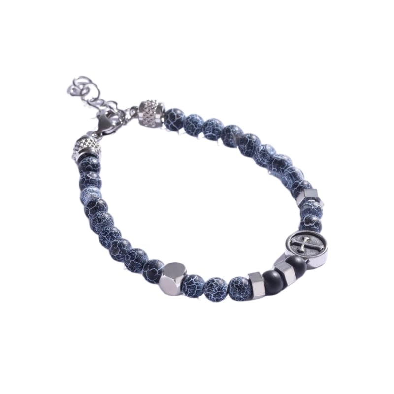 Korálkový náramek pro muže s praskaným achátem MCGB5025 Marc Malone Korálkový náramek pro muže s praskaným achátem MCGB5025 Marc Malone