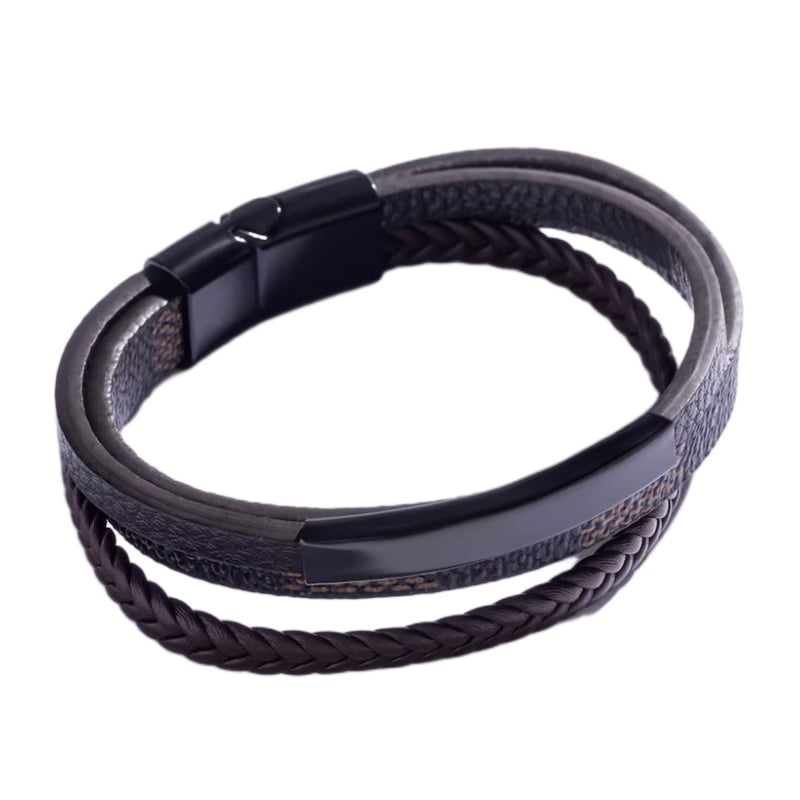 Trojitý hnědý kožený náramek pro muže MCGB5039B Marc Malone Trojitý hnědý kožený náramek pro muže MCGB5039B Marc Malone