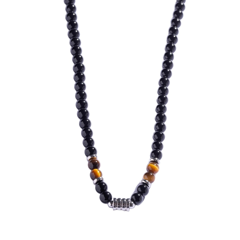 Pánský korálkový náhrdelník s tygřím okem MCGN5011 Marc Malone