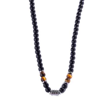 Pánský korálkový náhrdelník s tygřím okem MCGN5011 Marc Malone