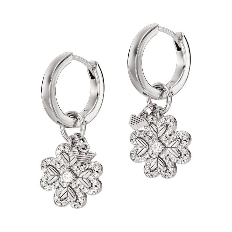 Stříbrné náušnice 2v1 Čtyřlístek se zirkony EG3608040 Emporio Armani