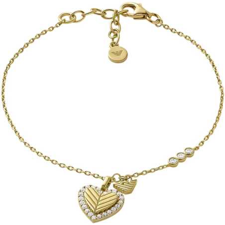Romantický pozlacený náramek pro ženy se zirkony Srdce EG3623710 Emporio Armani