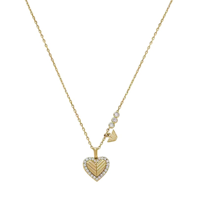 Půvabný pozlacený náhrdelník se zirkony Srdce EG3622710 Emporio Armani Půvabný pozlacený náhrdelník se zirkony Srdce EG3622710 Emporio Armani