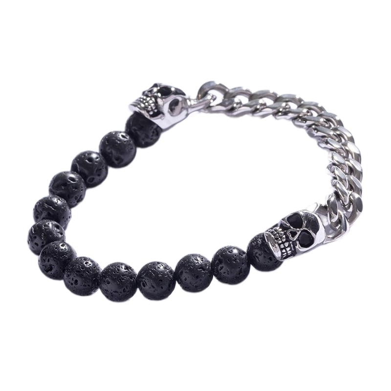 Výrazný pánský náramek s lávovým kamenem MCGB5042S Marc Malone