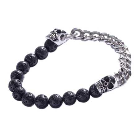 Výrazný pánský náramek s lávovým kamenem MCGB5042S Marc Malone