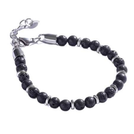 Pánský korálkový náramek s lávovým kamenem MCGB5009 Marc Malone