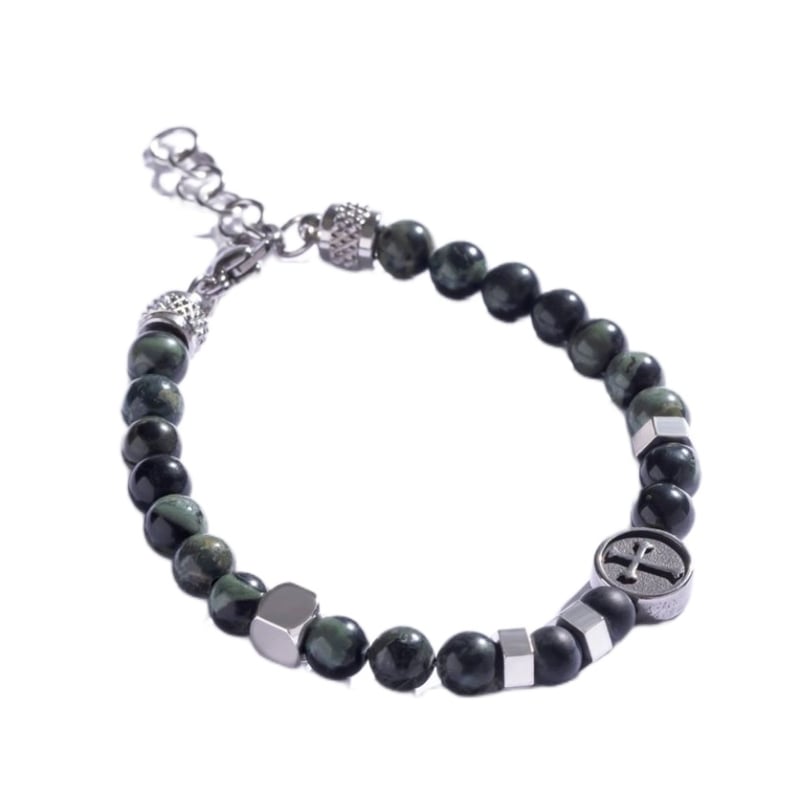 Korálkový náramek pro muže se zeleným jaspisem MCGB5024 Marc Malone