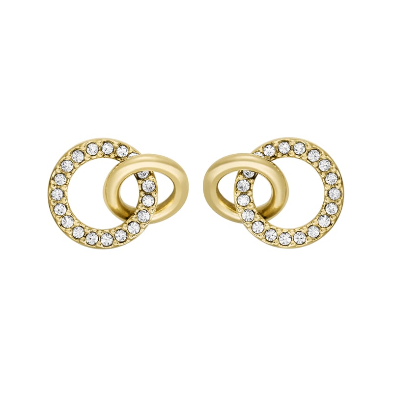 Třpytivé pozlacené náušnice s kroužky Hazel JOF00969710 Fossil