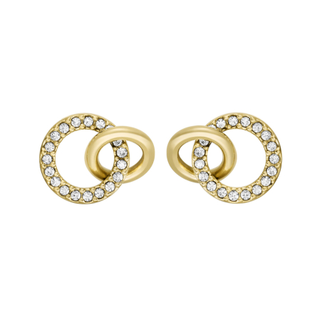 Třpytivé pozlacené náušnice s kroužky Hazel JOF00969710 Fossil