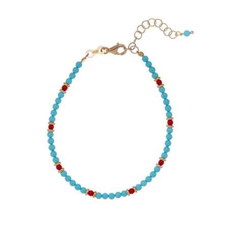 Korálkový náramek z tyrkysu a červeného korálu AL3956.01.096 Alisia