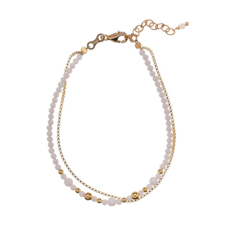 Dvojitý pozlacený náramek s bílým achátem AL2813.01.003 Alisia Dvojitý pozlacený náramek s bílým achátem AL2813.01.003 Alisia