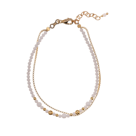 Dvojitý pozlacený náramek s bílým achátem AL2813.01.003 Alisia