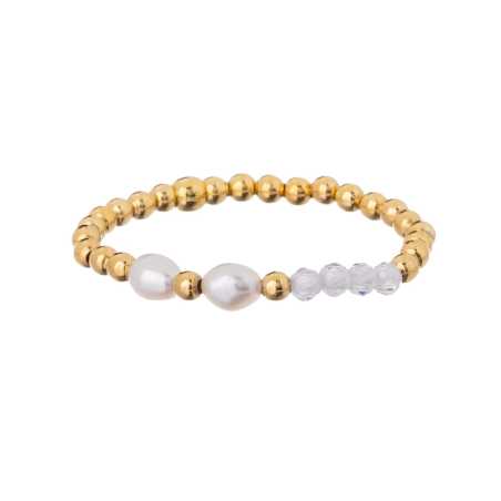 Pozlacený korálkový prsten s pravou perlou AL4815-Oro Alisia / Obvod: 57 mm - 57 mm