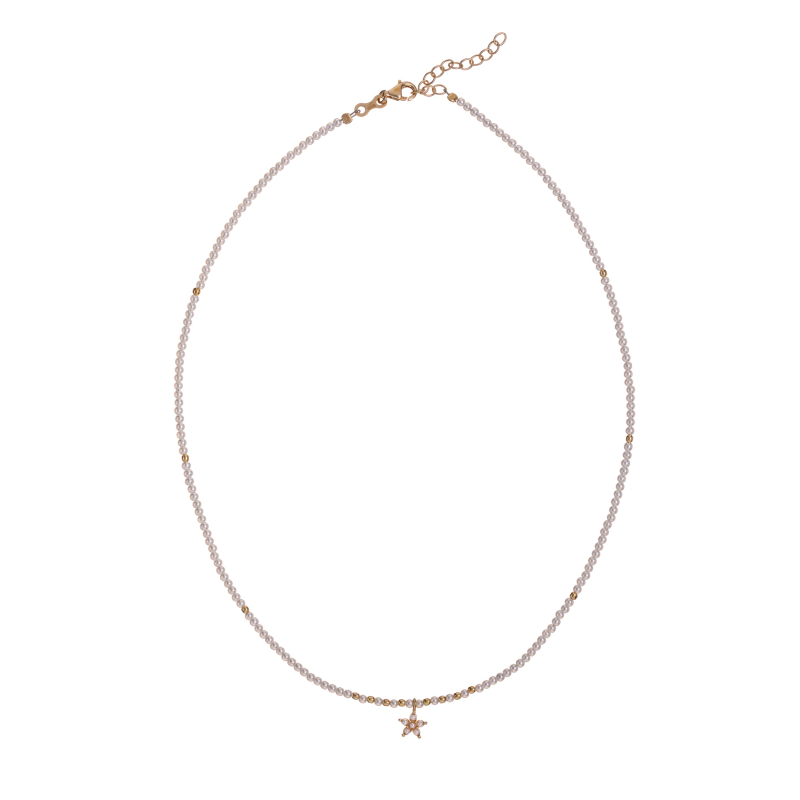 Něžný pozlacený náhrdelník s umělými perlami AL4909-Oro Alisia Něžný pozlacený náhrdelník s umělými perlami AL4909-Oro Alisia