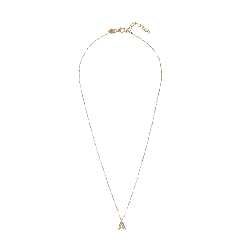 Pozlacený náhrdelník se Swarovski perličkami "A" AL4258.01.901 Alisia