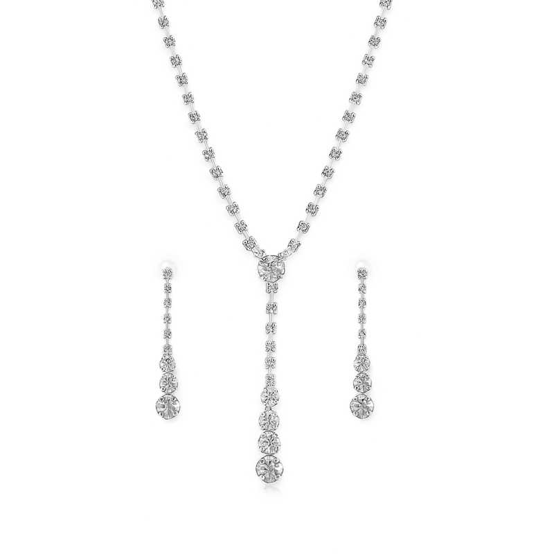 Elegantní sada dámských šperků s čirými krystaly (náhrdelník, náušnice) Troli Elegantní sada dámských šperků s čirými krystaly (náhrdelník, náušnice) Troli