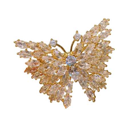 Blyštivá pozlacená brož Motýl Gold Troli