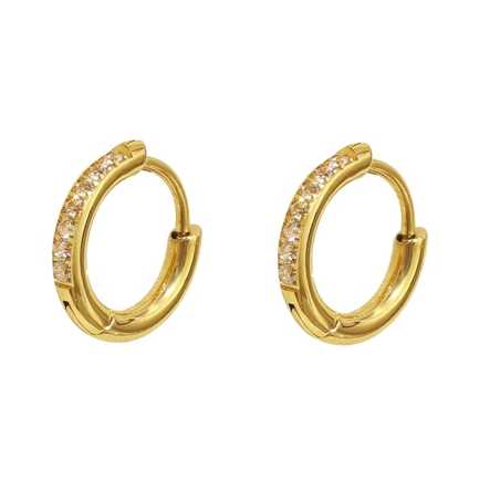 Kruhové náušnice z pozlacené oceli se zirkony VHLLE2008G Troli