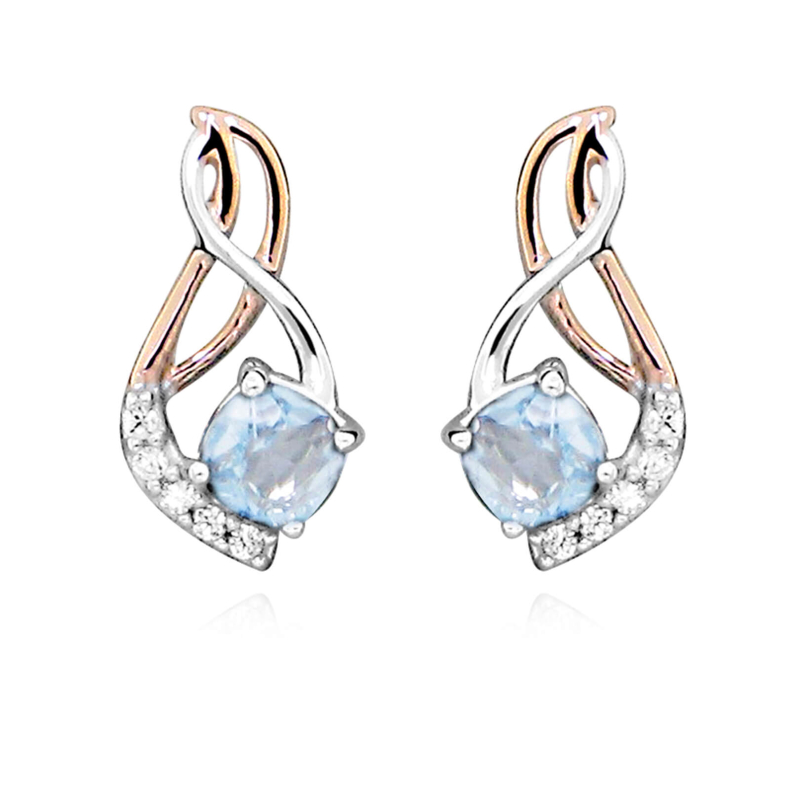 Nadčasové stříbrné bicolor náušnice s topazy EG000076 Moiss