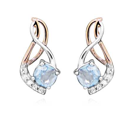 Nadčasové stříbrné bicolor náušnice s topazy EG000076 Moiss