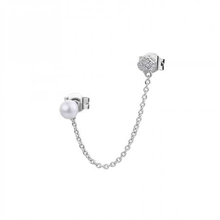 Módní stříbrná single náušnice s perlou Azzurra RZAZ021 Rosato