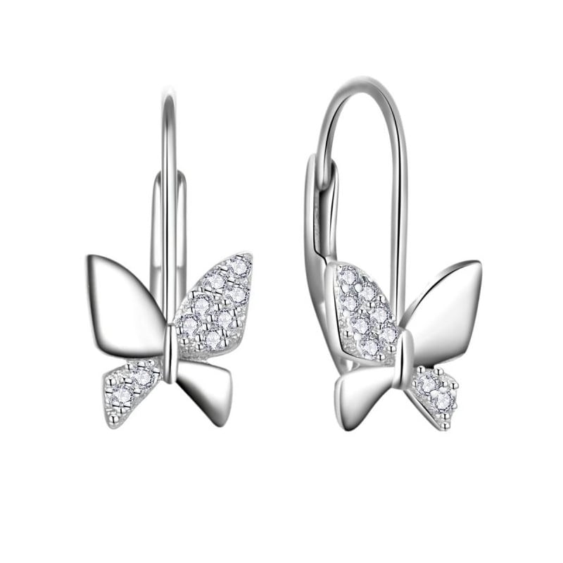 Krásné stříbrné náušnice Motýlci s čirými zirkony E0000330 Moiss Krásné stříbrné náušnice Motýlci s čirými zirkony E0000330 Moiss