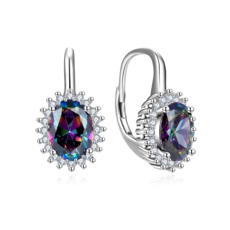 Třpytivé stříbrné náušnice s barevnými zirkony E0000727 Moiss