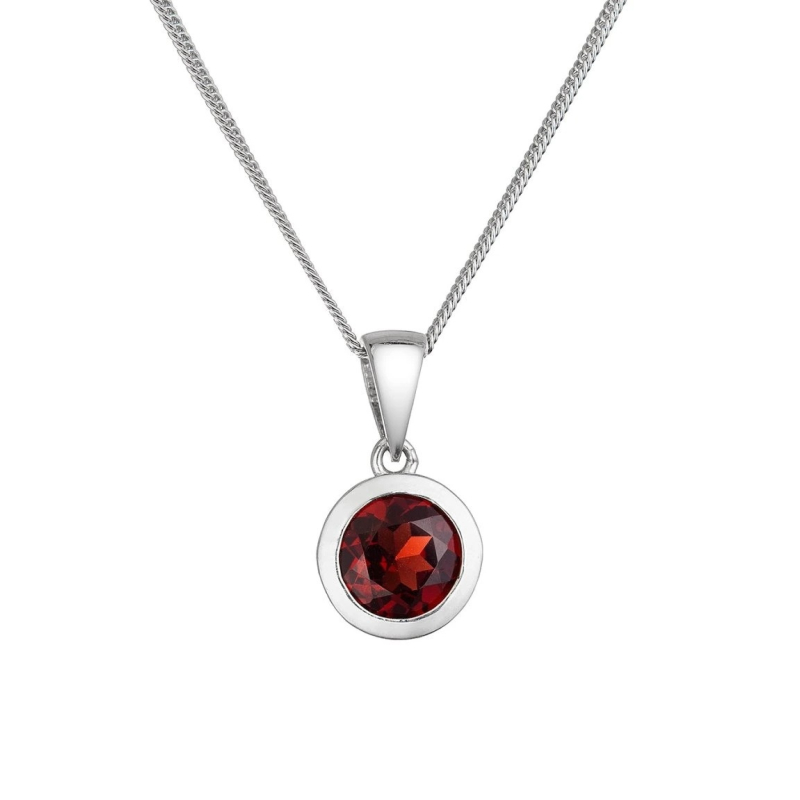 Elegantní stříbrný náhrdelník s pravým granátem 12081.3 Evolution Group