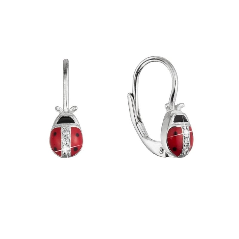 Krásné stříbrné náušnice Berušky se zirkony 11534.1 Evolution Group Krásné stříbrné náušnice Berušky se zirkony 11534.1 Evolution Group