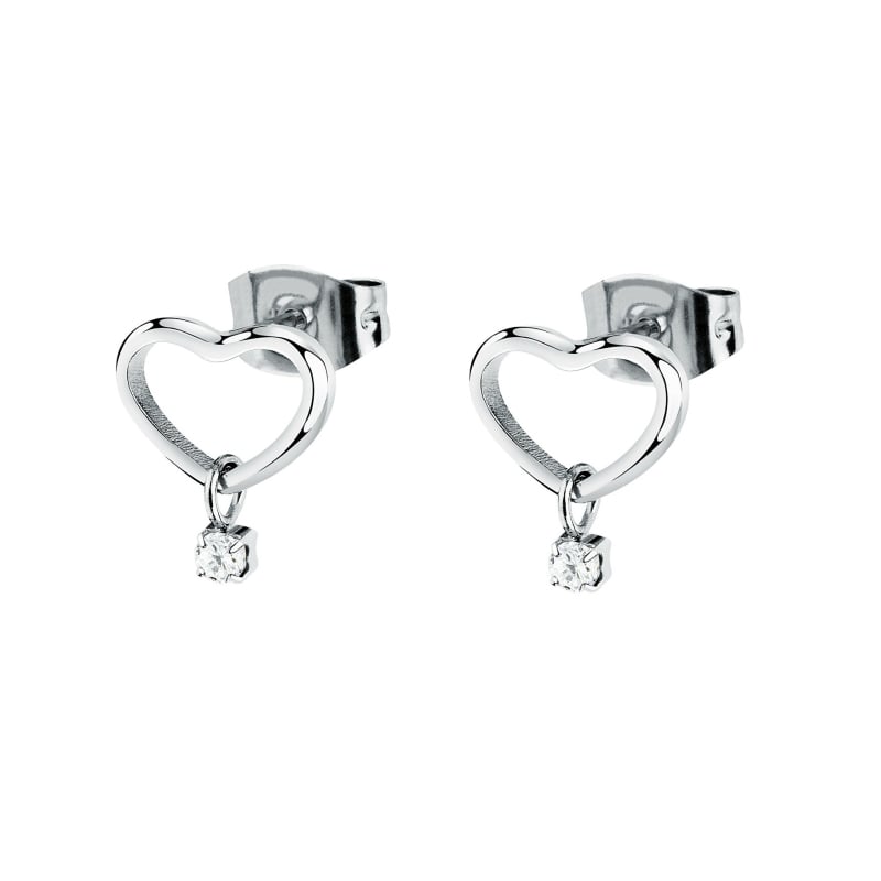 Srdíčkové ocelové náušnice se zirkonem LPS01AYQ130 La Petite Story
