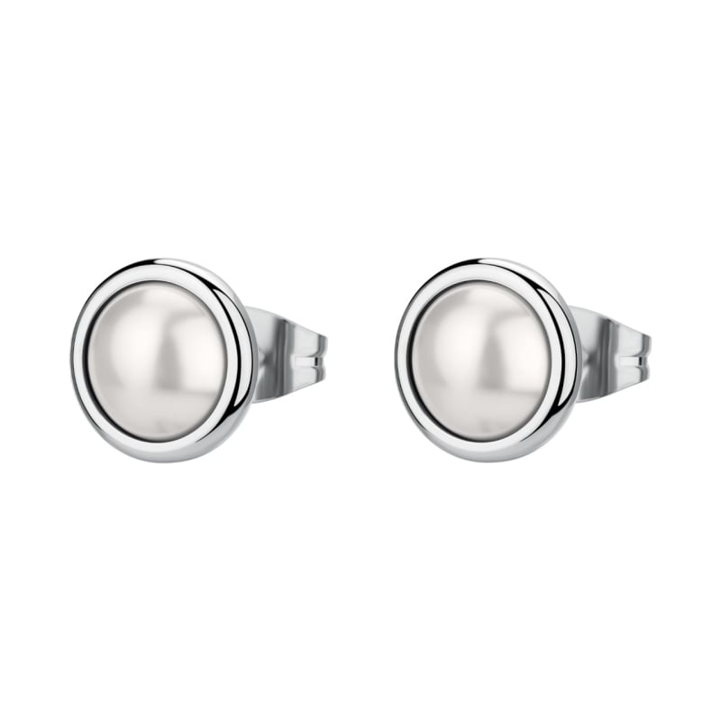 Ocelové peckové náušnice s perličkami Essential BNL148 Brosway