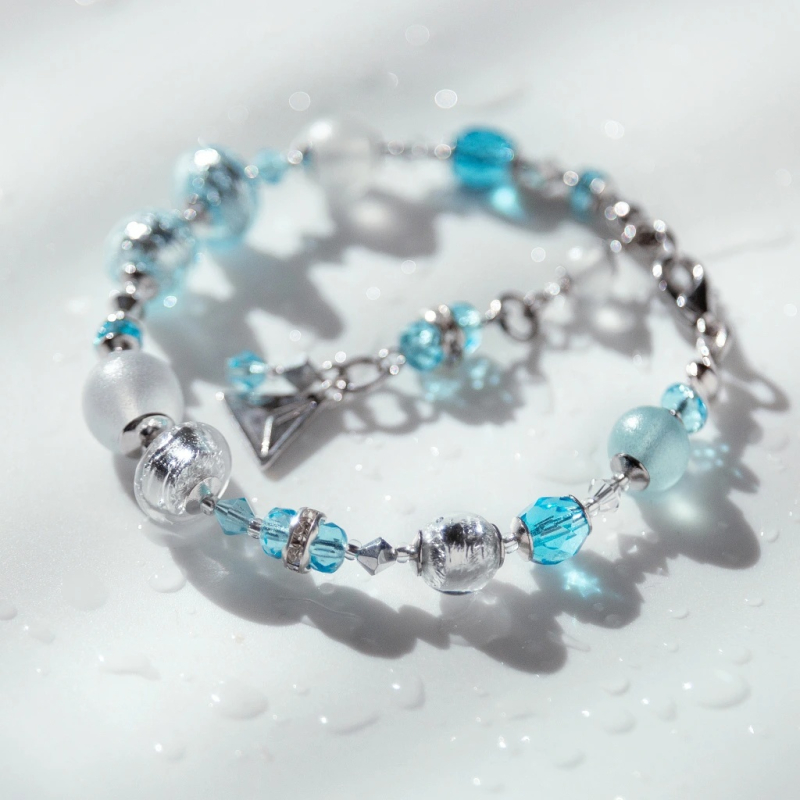 Nádherný náramek Ice Ice Baby s ryzím stříbrem v perlách Lampglas BER5 Lampglas