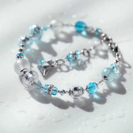 Nádherný náramek Ice Ice Baby s ryzím stříbrem v perlách Lampglas BER5 Lampglas