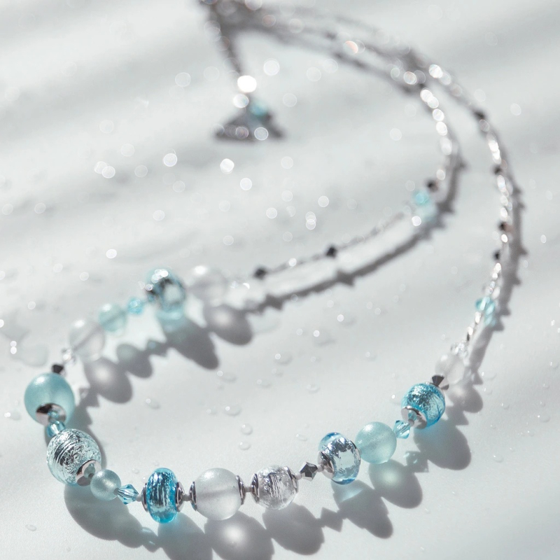 Luxusní náhrdelník Ice Ice Baby s ryzím stříbrem v perlách Lampglas NER5 Lampglas