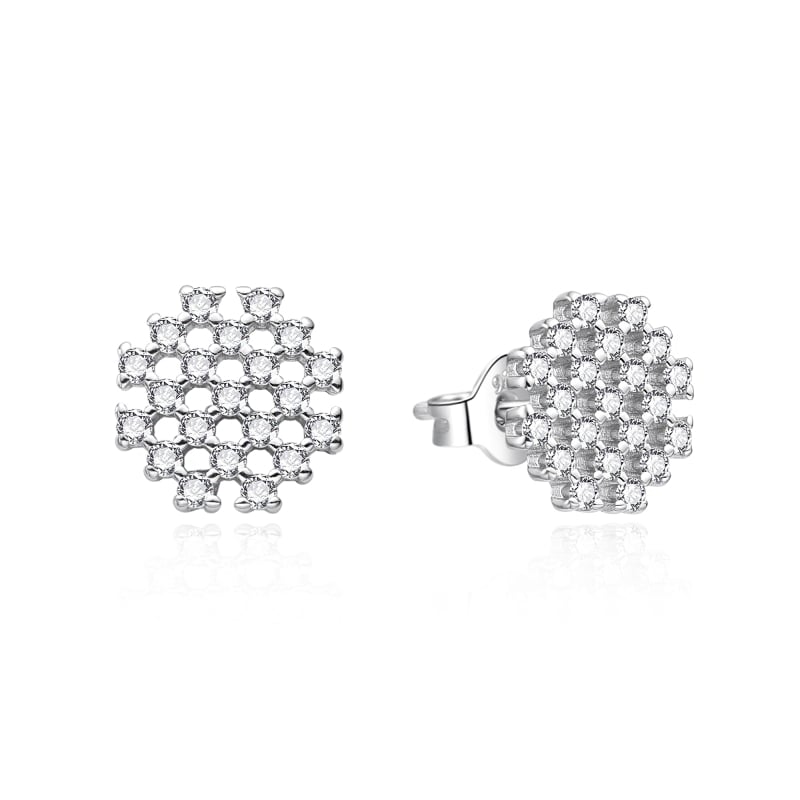 Třpytivé stříbrné náušnice se zirkony AGT-E258PW Agato