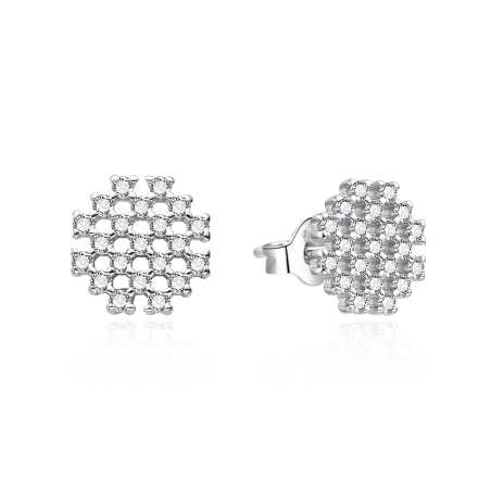 Třpytivé stříbrné náušnice se zirkony AGT-E258PW Agato